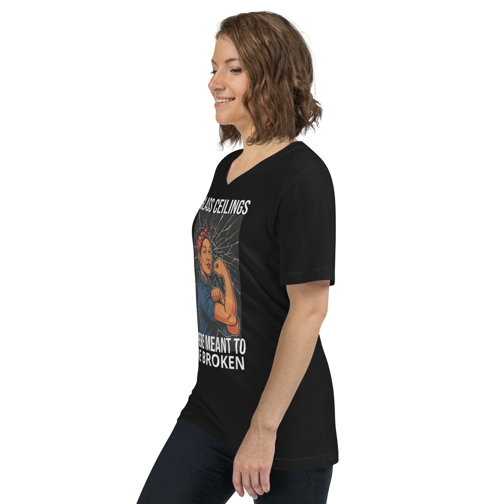 Glass Ceilings Were Meant to Be Broken – Unisex Short Sleeve V-Neck T-Shirt
