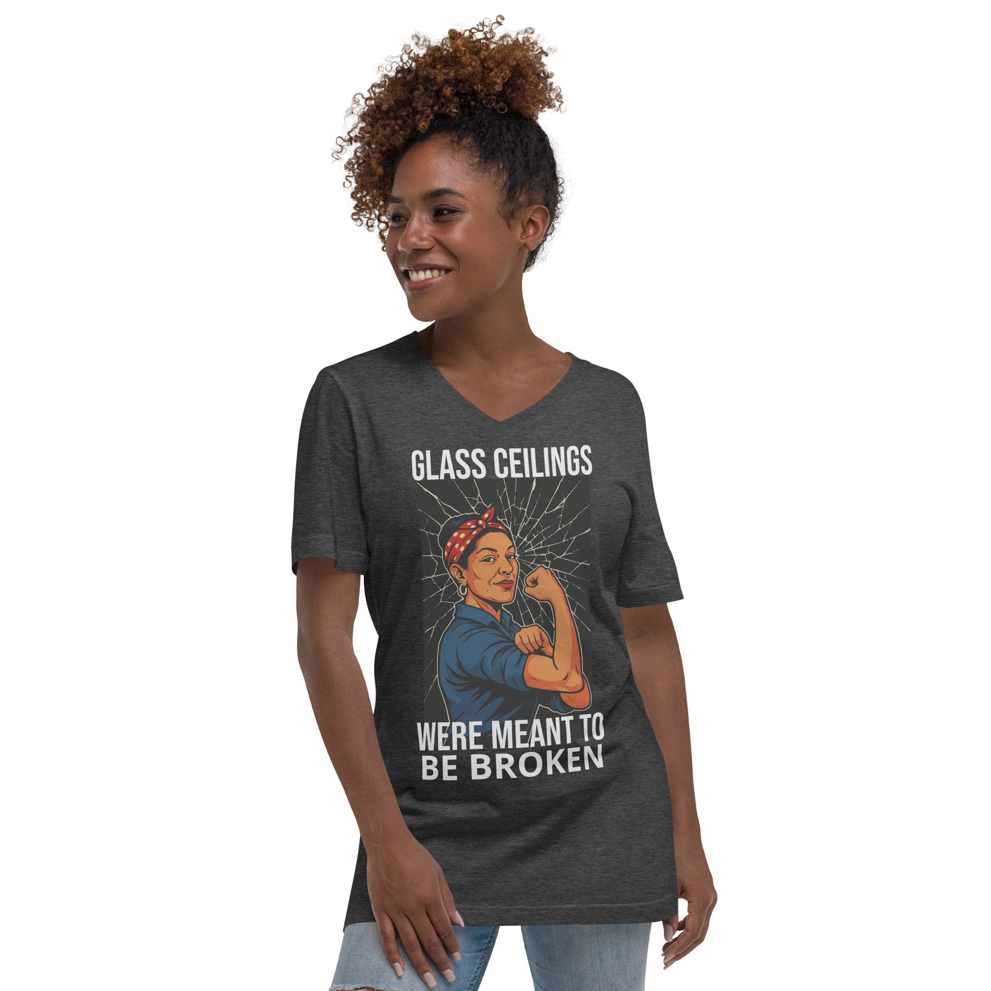 Glass Ceilings Were Meant to Be Broken – Unisex Short Sleeve V-Neck T-Shirt